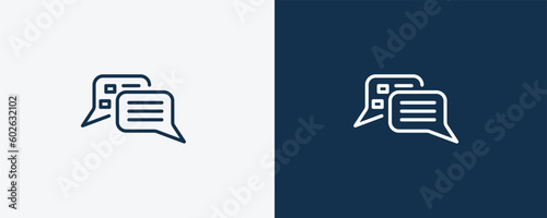 interview icon. Outline  interview icon from Human Resources collection. Linear vector isolated on white and dark blue background. Editable interview symbol.