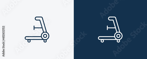 rowing machine icon. Outline rowing machine icon from Fitness and Gym collection. Linear vector isolated on white and dark blue background. Editable rowing machine symbol.
