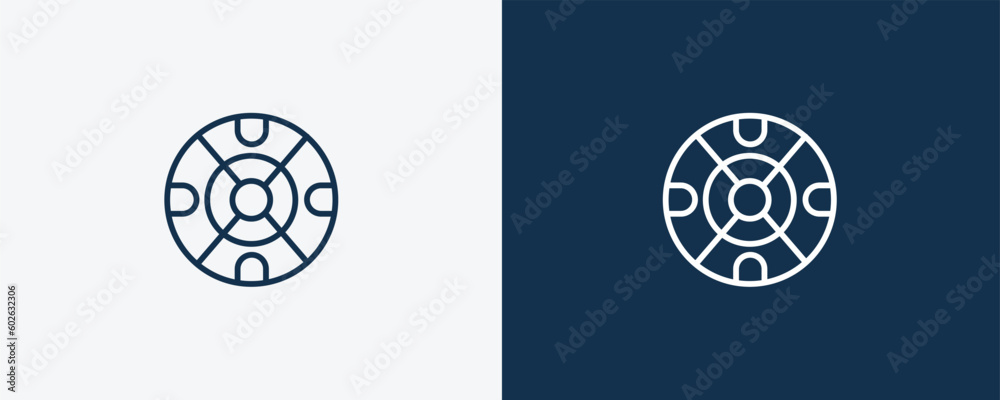 iron shoot icon. Outline iron shoot icon from Fitness and Gym collection. Linear vector isolated on white and dark blue background. Editable iron shoot symbol. iron shoot icon. Outline iron shoot icon from Fitness and Gym collection. Linear vector isolated on white and dark blue background. Editable iron shoot symbol.