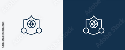 elevation mask icon. Outline elevation mask icon from Fitness and Gym collection. Linear vector isolated on white and dark blue background. Editable elevation mask symbol.