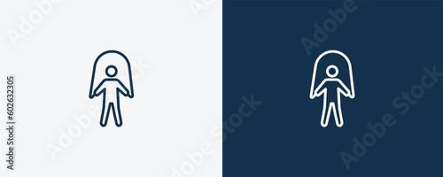skip rope icon. Outline skip rope icon from Fitness and Gym collection. Linear vector isolated on white and dark blue background. Editable skip rope symbol.