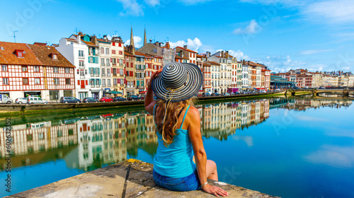 Woman tourist in Bayonne- France, basque country photo