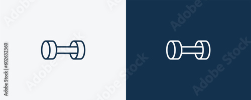 lifting dumbbells icon. Outline lifting dumbbells icon from Fitness and Gym collection. Linear vector isolated on white and dark blue background. Editable lifting dumbbells symbol.