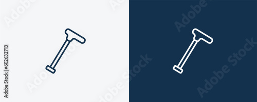 walking stick icon. Outline walking stick icon from medical collection. Linear vector isolated on white and dark blue background. Editable walking stick symbol