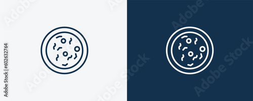 bacteria icon. Outline bacteria icon from medical collection. Linear vector isolated on white and dark blue background. Editable bacteria symbol