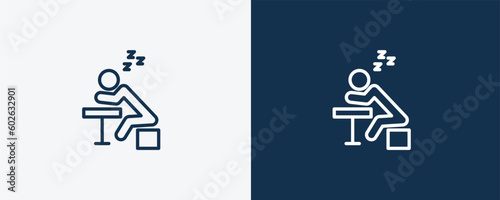 lazy human icon. Outline lazy human icon from feeling and reaction collection. Linear vector isolated on white and dark blue background. Editable lazy human symbol.