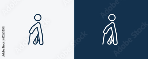 hurt human icon. Outline hurt human icon from feeling and reaction collection. Linear vector isolated on white and dark blue background. Editable hurt human symbol.