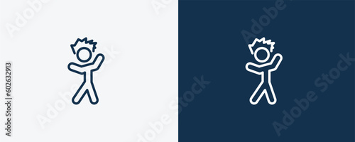 irritated human icon. Outline irritated human icon from feeling and reaction collection. Linear vector isolated on white and dark blue background. Editable irritated human symbol.