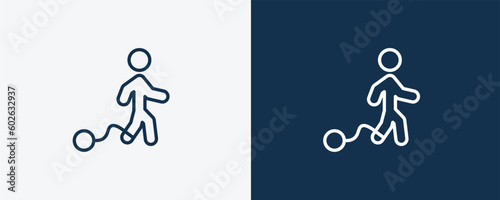 guilty human icon. Outline guilty human icon from feeling and reaction collection. Linear vector isolated on white and dark blue background. Editable guilty human symbol.