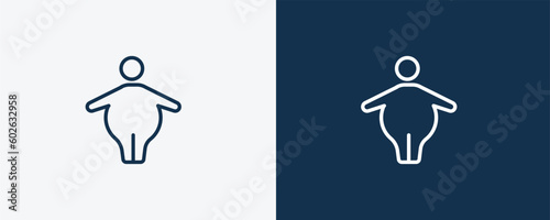 fat human icon. Outline fat human icon from feeling and reaction collection. Linear vector isolated on white and dark blue background. Editable fat human symbol.