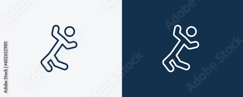 ecstatic human icon. Outline ecstatic human icon from feeling and reaction collection. Linear vector isolated on white and dark blue background. Editable ecstatic human symbol.