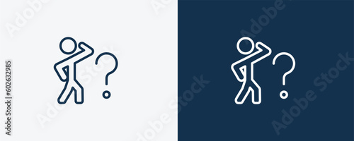 curious human icon. Outline curious human icon from feeling and reaction collection. Linear vector isolated on white and dark blue background. Editable curious human symbol.