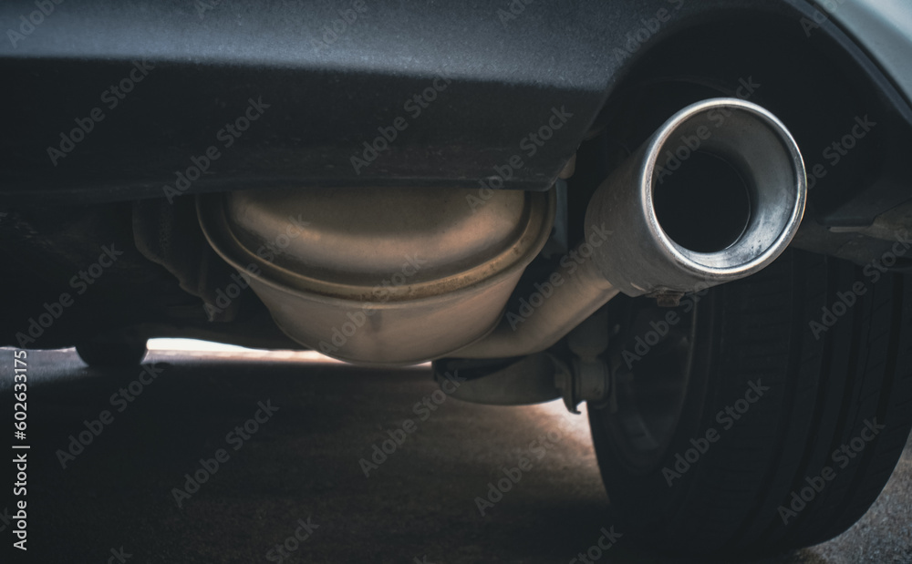 Car exhaust pipe. Automotive exhaust system. Vehicle tailpipe emission rule.