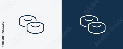 mantecados icon. Outline mantecados icon from culture and civilization collection. Linear vector isolated on white and dark blue background. Editable mantecados symbol.