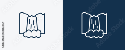 maletsunyane icon. Outline maletsunyane icon from culture and civilization collection. Linear vector isolated on white and dark blue background. Editable maletsunyane symbol.