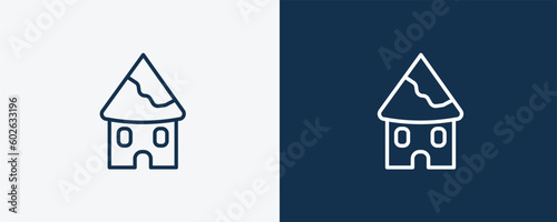 indian village icon. Outline indian village icon from culture and civilization collection. Linear vector isolated on white and dark blue background. Editable indian village symbol.