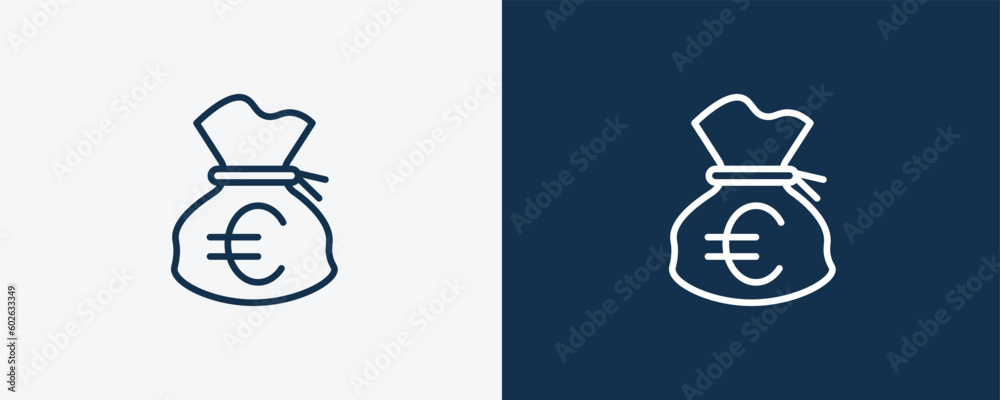 euro money bag icon. Outline and vector euro money bag icon from business and finance collection. Line and glyph vector isolated on white background. Editable euro money bag symbol.