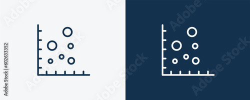 scatter chart icon. Outline and vector scatter chart icon from business and finance collection. Line and glyph vector isolated on white background. Editable scatter chart symbol.