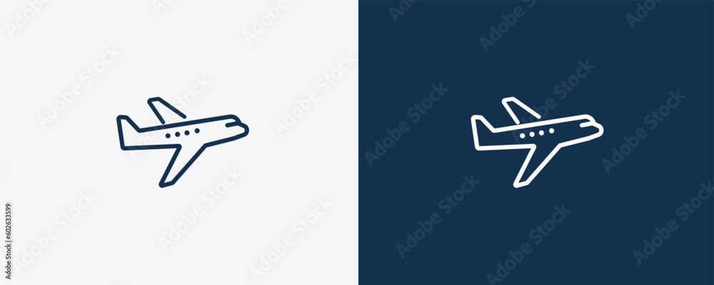 planes icon. Outline planes icon from transportation collection. Linear vector isolated on white and dark blue background. Editable planes symbol can be used web and mobile planes icon. Outline planes icon from transportation collection. Linear vector isolated on white and dark blue background. Editable planes symbol can be used web and mobile