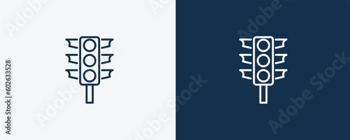 semaphore icon. Outline  semaphore icon from transportation collection. Linear vector isolated on white and dark blue background. Editable semaphore symbol can be used web and mobile