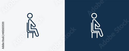 sitting icon. Outline and vector sitting icon from business and finance collection. Line and glyph vector isolated on white background. Editable sitting symbol.