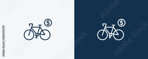 bicycle rental icon. Outline  bicycle rental icon from transportation collection. Linear vector isolated on white and dark blue background. Editable bicycle rental symbol can be used web and mobile