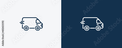 free transport icon. Outline  free transport icon from transportation collection. Linear vector isolated on white and dark blue background. Editable free transport symbol can be used web and mobile