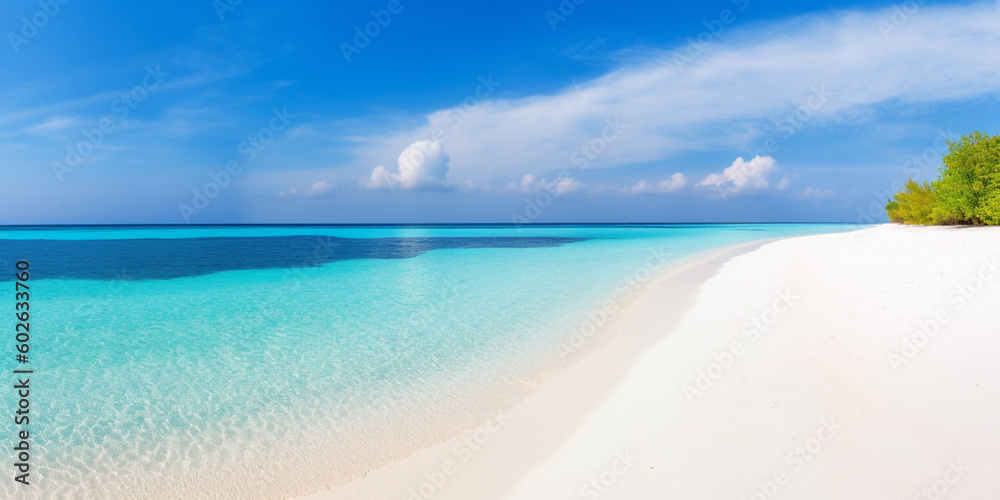 türkisblaues Meer mit weißen Sandstrand, generative AI türkisblaues Meer mit weißen Sandstrand, generative AI