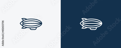 blimp icon. Outline  blimp icon from transportation collection. Linear vector isolated on white and dark blue background. Editable blimp symbol can be used web and mobile