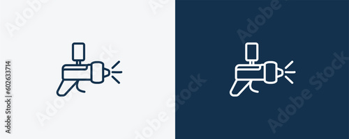 car painting icon. Outline  car painting icon from transportation collection. Linear vector isolated on white and dark blue background. Editable car painting symbol can be used web and mobile