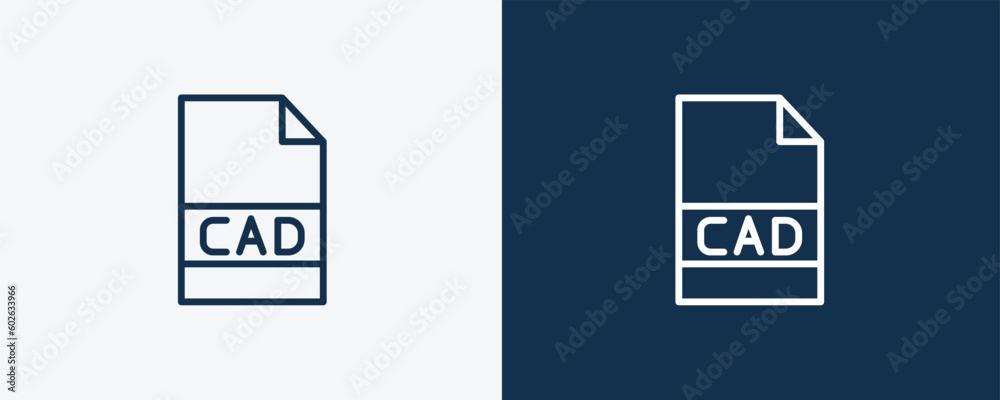 cad icon. Outline cad icon from technology collection. Linear vector isolated on white and dark blue background. Editable cad symbol. cad icon. Outline cad icon from technology collection. Linear vector isolated on white and dark blue background. Editable cad symbol.