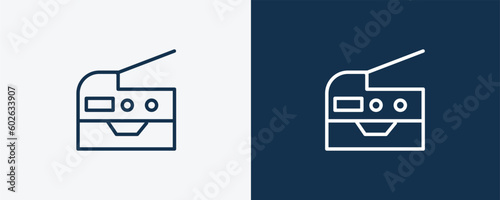 photocopier icon. Outline photocopier icon from technology collection. Linear vector isolated on white and dark blue background. Editable photocopier symbol.
