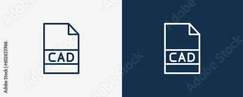 cad icon. Outline cad icon from technology collection. Linear vector isolated on white and dark blue background. Editable cad symbol.