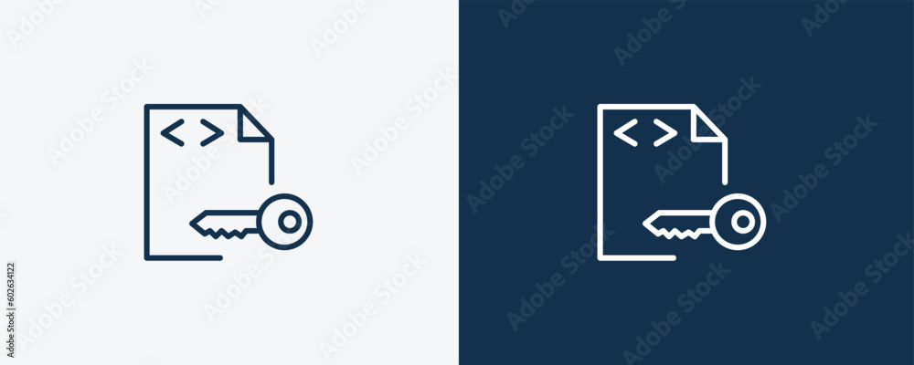 encripted file icon. Outline encripted file icon from information technology collection. Linear vector isolated on white and dark blue background. Editable encripted file symbol. encripted file icon. Outline encripted file icon from information technology collection. Linear vector isolated on white and dark blue background. Editable encripted file symbol.
