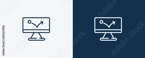 advertising bounce icon. Outline advertising bounce icon from information technology collection. Linear vector isolated on white and dark blue background. Editable advertising bounce symbol.