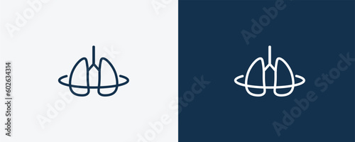 breath control icon. Outline breath control icon from medical and healthcare collection. Linear vector isolated on white and dark blue background. Editable breath control symbol.