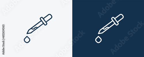 eye dropper icon. Outline eye dropper icon from medical and healthcare collection. Linear vector isolated on white and dark blue background. Editable eye dropper symbol.