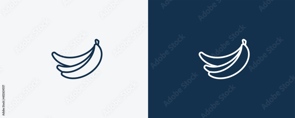banana icon. Outline banana icon from vegetables and fruits collection. Linear vector isolated on white and dark blue background. Editable banana symbol.
