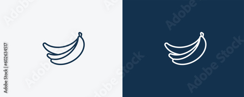 banana icon. Outline banana icon from vegetables and fruits collection. Linear vector isolated on white and dark blue background. Editable banana symbol.