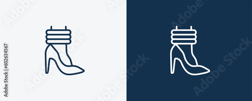 leg warmer icon. Outline leg warmer icon from fashion and things  collection. Linear vector isolated on white and dark blue background. Editable leg warmer symbol.