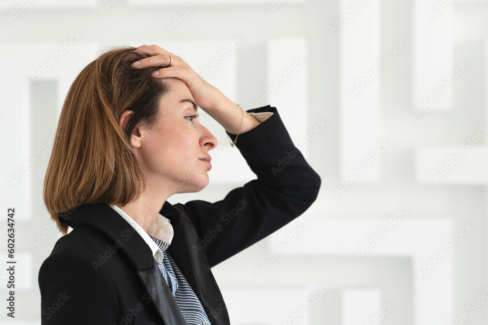 Close up portrait of hysterical business woman isolated on white background Close up portrait of hysterical business woman isolated on white background