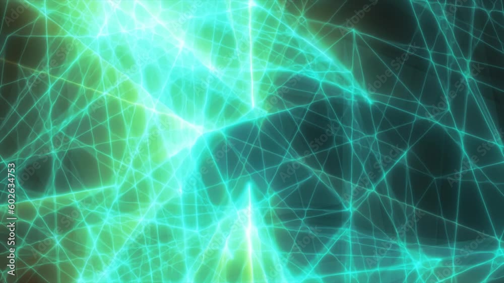 Abstract blue energy lines triangles magical bright glowing futuristic hi-tech background, 4k video, 60 fps