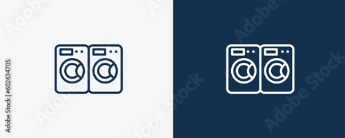 laundry zone icon. Outline laundry zone icon from fashion and things  collection. Linear vector isolated on white and dark blue background. Editable laundry zone symbol.