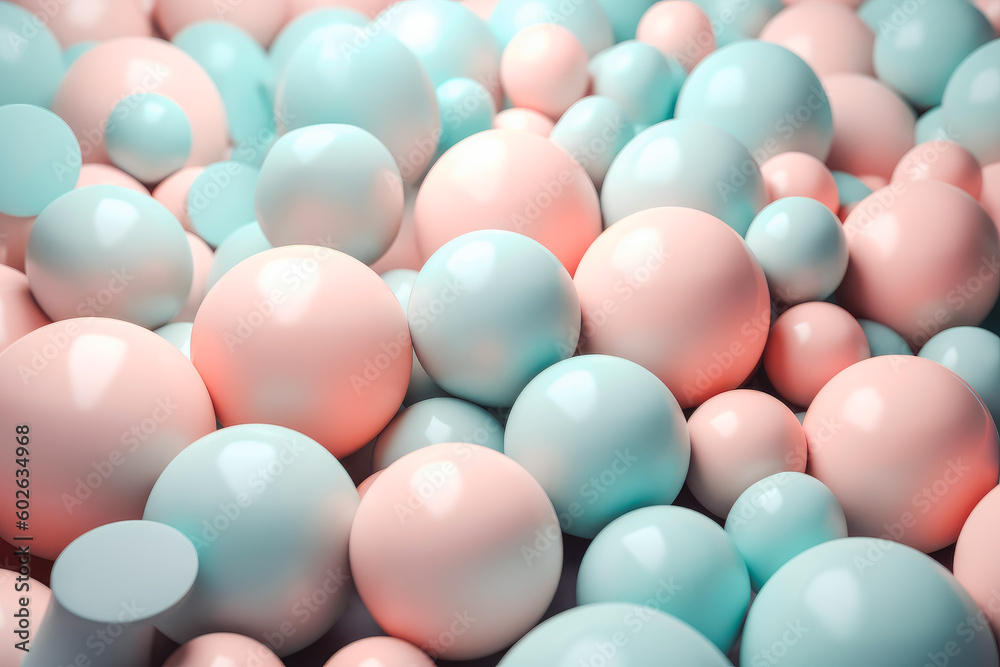 Geometric shapes. Pastel spheres abstract background. Light background with soft colors. Generative AI