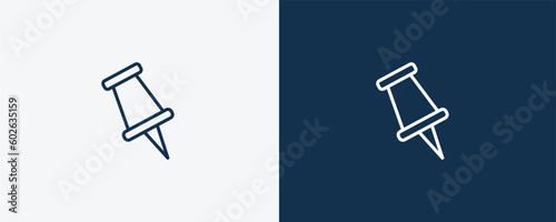 school push pin icon. Outline school push pin icon from tools and utensils collection. Linear vector. Editable school push pin symbol can be used web and mobile