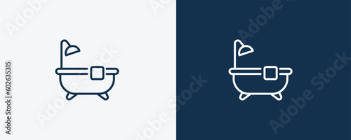 bath tub icon. Outline bath tub icon from tools and utensils collection. Linear vector. Editable bath tub symbol can be used web and mobile