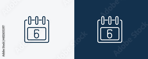 calendar with six days icon. Outline calendar with six days icon from tools and utensils collection. Linear vector. Editable calendar with six days symbol can be used web and mobile