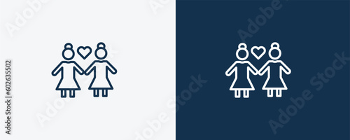 lesbian couple icon. Outline lesbian couple icon from people and relation collection. Linear vector. Editable lesbian couple symbol can be used web and mobile