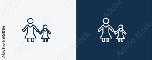 mother and daughter icon. Outline mother and daughter icon from people and relation collection. Linear vector. Editable mother and daughter symbol can be used web and mobile