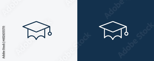 students graduation hat icon. Outline students graduation hat icon from people and relation collection. Linear vector. Editable students graduation hat symbol can be used web and mobile